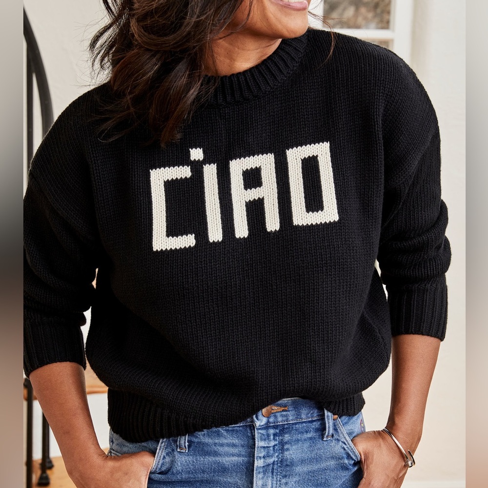 Clare V “Ciao” Drop Shoulder Sweater